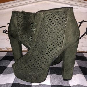 Olive suade heels